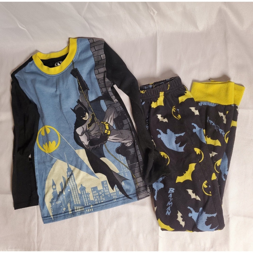 Batman Pajamas 2-Piece PJ'S Cuffed Pants‎ Long Sleeve Boys Size 6/7